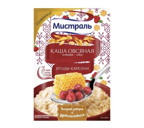 Каша овсяная  МИСТРАЛЬ клюква мед Ягоды Карелии 40г