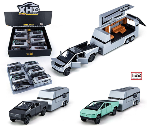 Машина металл Тесла +прицеп+квадроцикл 6 уп 37 см, цена за шт.