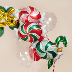 К Фигура, Конфета, Золотые полоски, Розовый/Красный, 25''/64 см, 1 шт. (в упаковке)