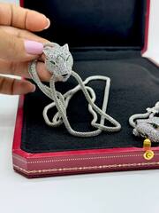 Колье с подвеской голова ПАНТЕРЫ в обсыпке коллекция PANTHERE качеcтво VGOLD