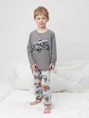 пижама  для мальчика  К 1606/серый шторм,машины на св.сером