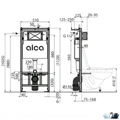 Комплект AlcaPlast SET 4 в 1: инсталляция, звукоизоляция, крепления, клавиша M570