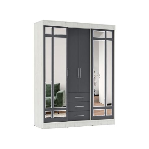 Шкаф-купе Маэстро (Графит, Дуб Крафт Белый)