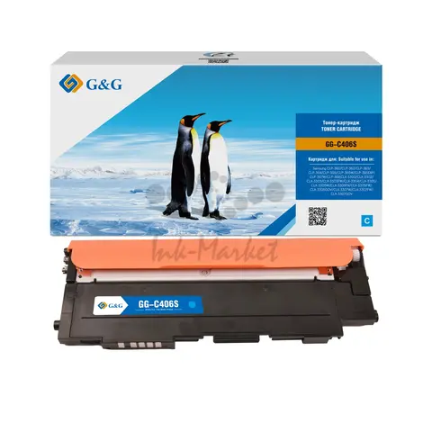 Картридж лазерный G&G GG-C406S голубой (1000стр.) для Samsung CLP-360, 362, 363, 364, 365, 367, 368 CLX-3300, 3302, 3303, 3304, 3305, 3307