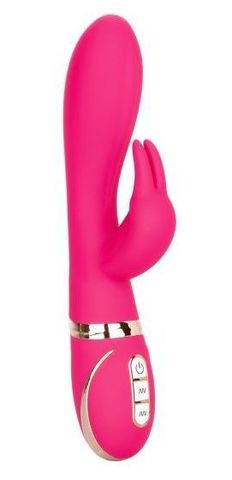 Розовый силиконовый вибратор с клиторальным отростком Signature Silicone Ultra-Soft Rabbit - 22,75 см. - California Exotic Novelties Jack Rabbits SE-0609-35-3