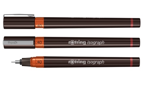 Изограф Rotring, толщина линии: 0.40 mm, корпус: пластик, цвет: бордовый (1903491)