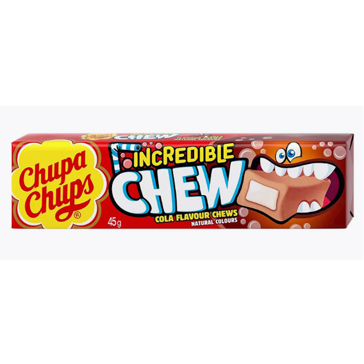 Жевательные конфеты Chupa Chups Incredible Chew Cola со вкусом колы, 45 г  (Англия) 06106 – купить по цене 110 ₽ в интернет-магазине ohmygeek.ru