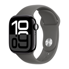 Умные часы Apple Watch Series 10 GPS, 42mm, Jet Black Aluminium Case with Sport Band S/M, Stone Gray (Черный)