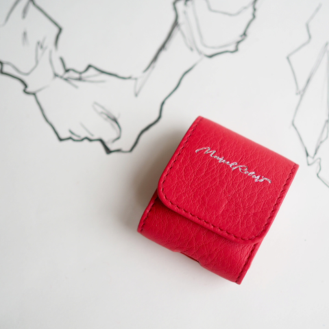 Чехол для наушников Petit из кожи теленка, красного цвета