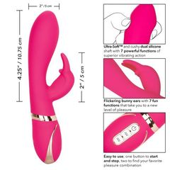 Розовый силиконовый вибратор с клиторальным отростком Signature Silicone Ultra-Soft Rabbit - 22,75 см. - 