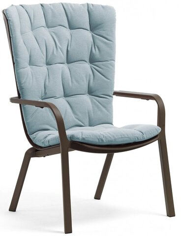 Лаунж-кресло пластиковое с подушкой Nardi Folio, табак, голубой