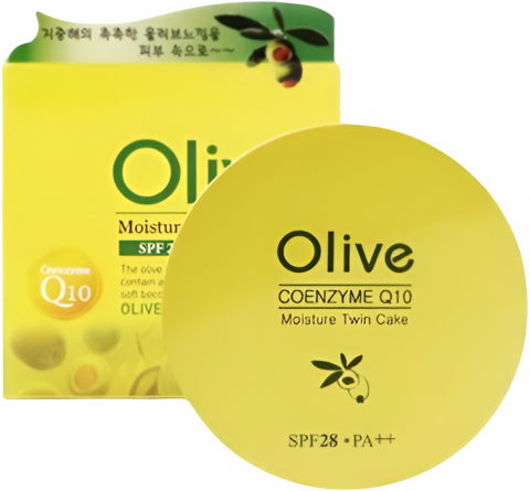 Enough Coenzyme Q10 Olive Moisture Two Way Cake Пудра для лица с коэнзим Q10 и оливой со сменным блоком