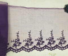 Вышивка на сетке, ш. 19 см, сливовый