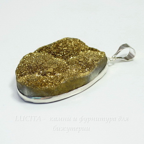 Подвеска Кварц в рамке (цвет - античное серебро) 42,5х29,3х10,4 мм №12