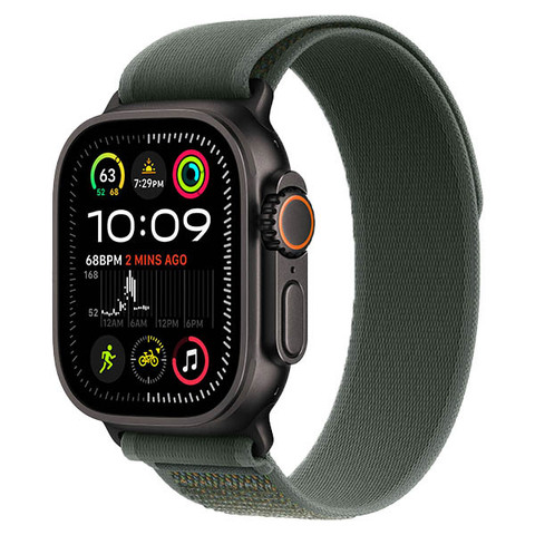 Apple Watch Ultra 2 2024, 49 мм, корпус из черного титана, Alpine Loop, темно-зеленый, M