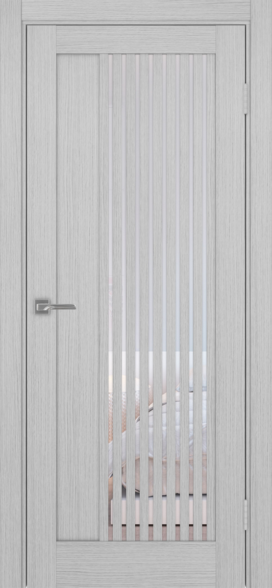 Дверь межкомнатная Оптима Порте Турин 544.12, цвет серый дуб, экошпон, стекло прозрачное