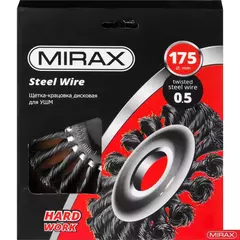 MIRAX 175 мм, жгутированная стальная проволока 0.5 мм, щетка дисковая для УШМ (35140-175)