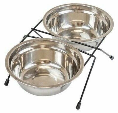 Homepet миска для домашних животных металлическая двойная на подставке D 14 см 2 х 0,35