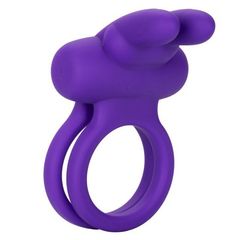 Фиолетовое двойное эрекционное кольцо Silicone Rechargeable Dual Rockin Rabbit - 