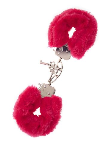 Металлические наручники с красной меховой опушкой METAL HANDCUFF WITH PLUSH RED - Dream Toys 160028