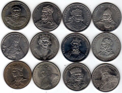Набор из 12 монет на тему "Короли" 1979-1989 гг. UNC