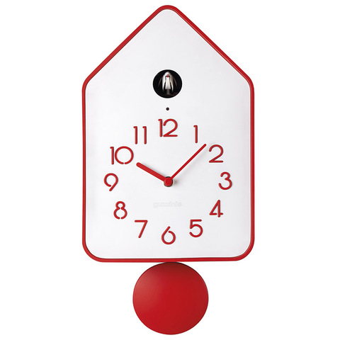 Часы с кукушкой настенные с маятником QQ-UP, красные