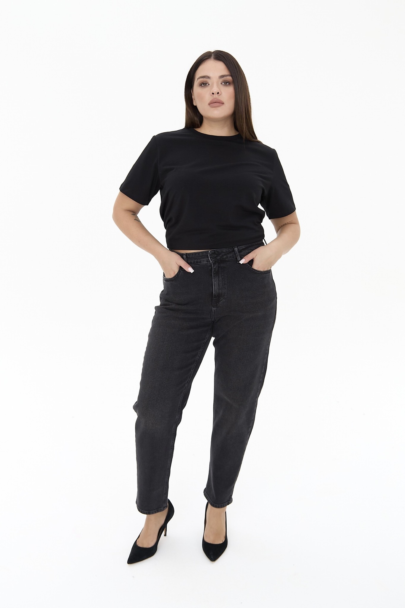 Джинсы Mom fit, черный
