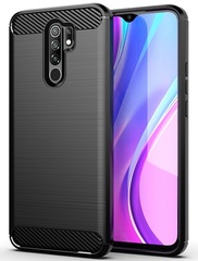 Чехол черного цвета серии Carbon для Xiaomi Redmi 9 от Caseport