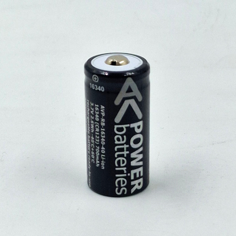 Аккумулятор 16340 (CR123) Li-ion 700 mAh 3,7V 2,5Wh -40°C+65°С