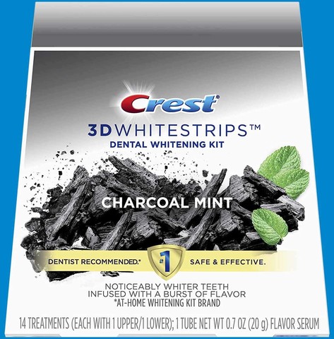 Отбеливающие полоски Crest 3D Whitestrips Charcoal Mint (курс 14 дней)