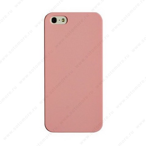 Накладка пластиковая для iPhone SE/ 5s/ 5C/ 5 матовая без логотипа розовая