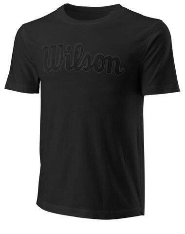 Теннисная футболка Wilson Script Eco Cotton Tee Slimfit - black/black