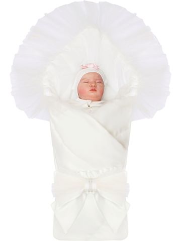 Летний конверт-одеяло на выписку "Бабочка" белый с фатином