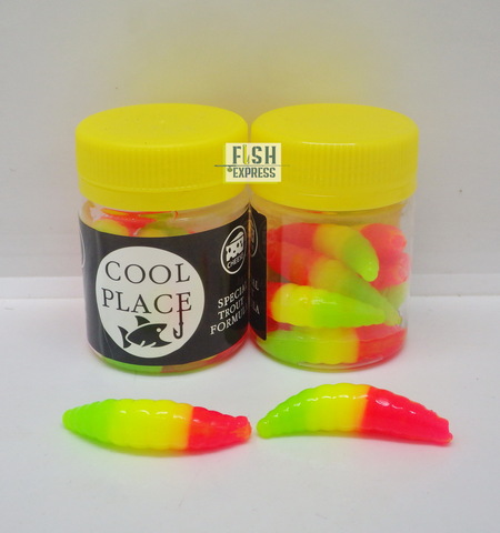 Форелевая силиконовая приманка COOL PLACE MAGGOT 1.6 цвет РОЗОВЫЙ-ЖЕЛТЫЙ-ЗЕЛЕНЫЙ СЫР продажа от 2 шт.