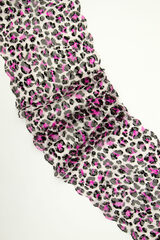 Эластичное кружево леопардовое с розовым неоновым ширина 17 см
