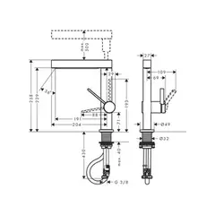 Смеситель для раковины с донным клапаном, выдвижной излив, хром Hansgrohe Finoris 76063000
