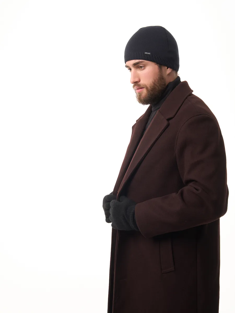 Шапка зимняя на флисе вязаная осень