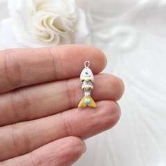 Подвеска Рыбка с эмалью 22*9 мм, родий, П1070