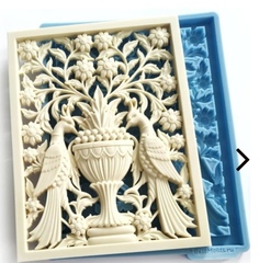 Молд Панно Райские птицы 18х13.5см, Арт.PO-0876, силикон