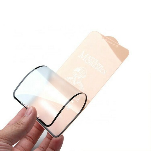 Защитное гибкое стекло Ceramics Matte Film для iPhone 13, 13 Pro, 14 (Матовое) (Черная рамка)