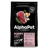 Сухой корм для щенков больших пород AlphaPet до 6 месяцев с говядиной и рубцом 3 кг.