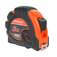 Рулетка Patriot MTP-3, с фиксатором, обрезиненная, 3 м x 16 мм