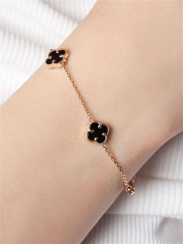 11757563- Браслет Trendy Gold из жёлтого золота 585 пробы с ониксом (5 мотивов)
