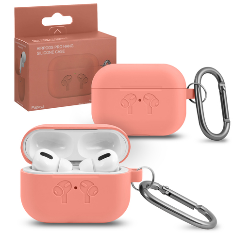 Силиконовый чехол Hang Silicon Сase HF с рисунком и карабином для AirPods Pro (Папайя / papaya)