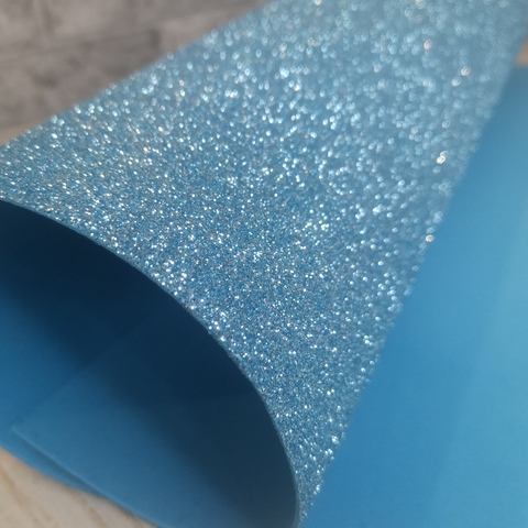 Фоамиран для творчества глиттерный с блестками 2,0мм/размер 50х50см/ цвет светло-голубой (5шт)