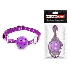 Фиолетовый кляп-шарик на регулируемом ремешке с кольцами - 