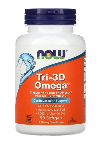 Now foods, Tri-3D Omega, жирные кислоты омега-3, 330 ЭПК / 220 ДГК, 90 капсул