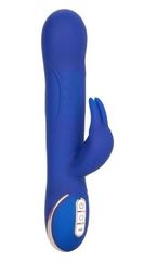 Синий вибратор Signature Silicone Rotating Beaded Rabbit с клиторальным отростком - 22,75 см. - 