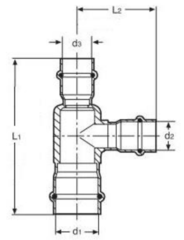 Valtec тройник пресс 35х15х35 мм из нерж. стали VTi.931.I.351535