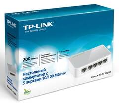 TP-Link TL-SF1005D Коммутатор 5-port 10/100M mini Desktop Switch, 5 ports 10/100M RJ45